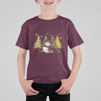 Christmas Snowman T Shirt For Kid Cute Winter Leopard Xmas Tree Farm - Wonder Print Shop