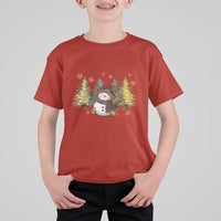 Christmas Snowman T Shirt For Kid Cute Winter Leopard Xmas Tree Farm - Wonder Print Shop
