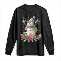 Christmas Snowman Long Sleeve Shirt Retro Winter Holiday Gift For Her