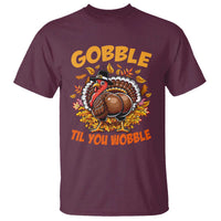 Funny Turkey T Shirt Gobble Til You Wobble Thanksgiving Day - Wonder Print Shop