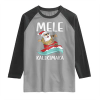 Hawaiian Christmas Raglan Shirt Mele Kalikimaka Hawaii Surfing Santa Tropical Beach