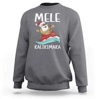 Hawaiian Christmas Sweatshirt Mele Kalikimaka Hawaii Surfing Santa Tropical Beach - Wonder Print Shop