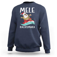 Hawaiian Christmas Sweatshirt Mele Kalikimaka Hawaii Surfing Santa Tropical Beach - Wonder Print Shop