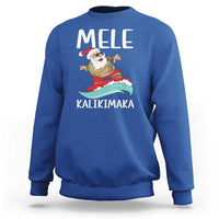 Hawaiian Christmas Sweatshirt Mele Kalikimaka Hawaii Surfing Santa Tropical Beach - Wonder Print Shop