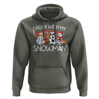 Snowman Christmas Hoodie Football Soccer Baseball Pickleball Chillin With My Snowmies Ugly Gift