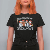 Snowman Christmas T Shirt For Women Football Soccer Baseball Pickleball Chillin With My Snowmies Ugly Gift - Wonder Print Shop