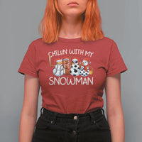 Snowman Christmas T Shirt For Women Football Soccer Baseball Pickleball Chillin With My Snowmies Ugly Gift - Wonder Print Shop