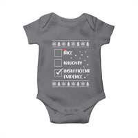 Funny Christmas Santa Baby Onesie Nice Naughty Insufficient Evidence Xmas List