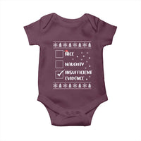 Funny Christmas Santa Baby Onesie Nice Naughty Insufficient Evidence Xmas List