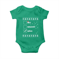 Funny Christmas Santa Baby Onesie Nice Naughty Bruh Xmas List