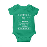Funny Christmas Santa Baby Onesie Nice Naughty Never Mind I'll Buy My Own Stuff Xmas List