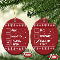 Funny Santa Christmas Ornament Nice Naughty I Swear I Tried Xmas List - Wonder Print Shop