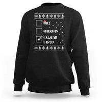 Funny Christmas Xmas Sweatshirt Nice Naughty I Swear I Tried Xmas List - Wonder Print Shop