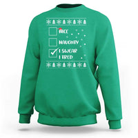 Funny Christmas Xmas Sweatshirt Nice Naughty I Swear I Tried Xmas List - Wonder Print Shop