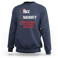 Christmas Santa Sweatshirt Nice Naughty Never Mind I'll Buy My Own Stuff Xmas List - Wonder Print Shop