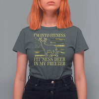 Hunting T Shirt For Women I'm Into Fitness Fit'ness Deer In My Freezer Camo Flag - Wonder Print Shop