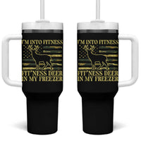 Hunting Tumbler With Handle I'm Into Fitness Fit'ness Deer In My Freezer Camo Flag