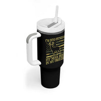 Hunting Tumbler With Handle I'm Into Fitness Fit'ness Deer In My Freezer Camo Flag
