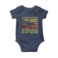 Hunting Baby Onesie I'm Into Fitness Fit'ness Deer In My Freezer American Flag
