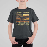 Hunting T Shirt For Kid I'm Into Fitness Fit'ness Deer In My Freezer American Flag - Wonder Print Shop