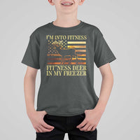 Hunting T Shirt For Kid I'm Into Fitness Fit'ness Deer In My Freezer American Flag - Wonder Print Shop