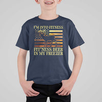 Hunting T Shirt For Kid I'm Into Fitness Fit'ness Deer In My Freezer American Flag - Wonder Print Shop