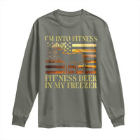 Hunting Long Sleeve Shirt I'm Into Fitness Fit'ness Deer In My Freezer American Flag
