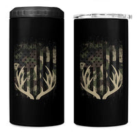 Deer Hunting American Flag 4 in 1 Can Cooler Tumbler