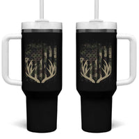 Deer Hunting American Flag Tumbler With Handle