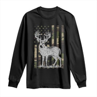 Deer Hunting American Camouflage Flag Long Sleeve Shirt