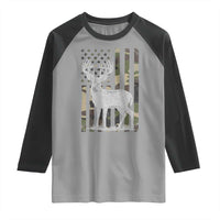 Deer Hunting American Camouflage Flag Raglan Shirt
