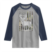 Deer Hunting American Camouflage Flag Raglan Shirt