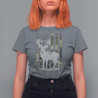 Deer Hunting American Camouflage Flag T Shirt For Women - Wonder Print Shop