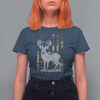 Deer Hunting American Camouflage Flag T Shirt For Women - Wonder Print Shop