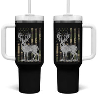 Deer Hunting American Camouflage Flag Tumbler With Handle