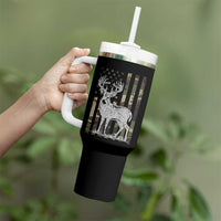 Deer Hunting American Camouflage Flag Tumbler With Handle
