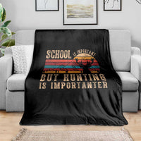 School Is Important But Hunting Is Importanter Throw Blanket Retro Deer Hunting Boy - Wonder Print Shop