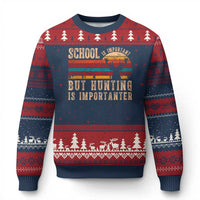 School Is Important But Hunting Is Importanter Ugly Christmas Sweater Retro Deer Hunting Boy - Wonder Print Shop