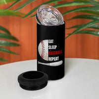 Baseball Player 4 in 1 Can Cooler Tumbler Retro Funny Eat Sleep Baseball Repeat