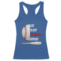 Baseball Player Racerback Tank Top Retro Funny Eat Sleep Baseball Repeat