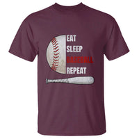 Baseball Player T Shirt Retro Funny Eat Sleep Baseball Repeat