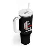Baseball Player Tumbler With Handle Retro Funny Eat Sleep Baseball Repeat