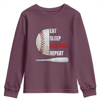 Baseball Player Youth Sweatshirt Retro Funny Eat Sleep Baseball Repeat