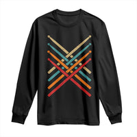 Retro Vintage Drummer Long Sleeve Shirt 70s 80s Distressed Drum Sticks - Wonder Print Shop