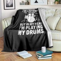 Funny Drummer Throw Blanket I Might Look Like Im Listening To You But - Wonder Print Shop
