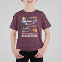 Funny Guitarist T Shirt For Kid You Can Never Have Too Many Guitars Vintage Guitar Lineup - Wonder Print Shop