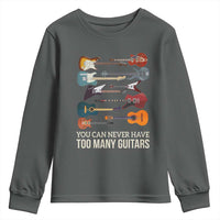 Funny Guitarist Youth Sweatshirt You Can Never Have Too Many Guitars Vintage Guitar Lineup - Wonder Print Shop
