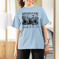 Follow the Word Not The Herd T Shirt For Women Vintage Bible Verse Christian Country Highland Cow Boho - Wonder Print Shop