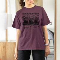 Follow the Word Not The Herd T Shirt For Women Vintage Bible Verse Christian Country Highland Cow Boho - Wonder Print Shop