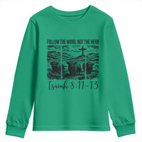 Follow the Word Not The Herd Youth Sweatshirt Vintage Bible Verse Christian Country Highland Cow Boho - Wonder Print Shop
